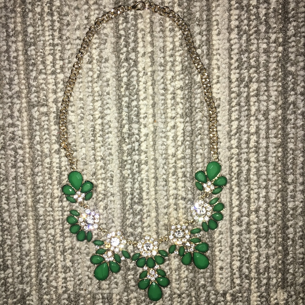 Green, Silver and Gold Statement Necklace